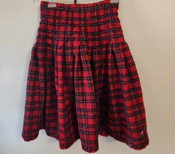 Elegant Red Plaid Midi Skirt - Picture 1 of 5